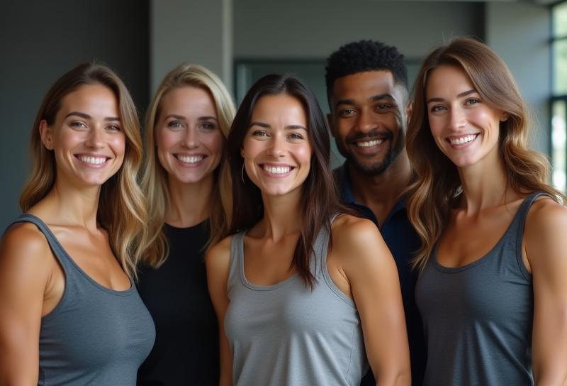 Smiling itchfitness team members standing together, embodying community spirit